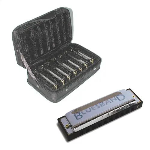 Hohner Blues Band Starterset – 7 diatonische Mundharmonikas in A, B, C, D, E, F, G mit Etui - Nur diese Woche