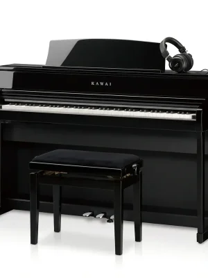 Profi-Qualität - Kawai CA-701 Schwarz Poliert Bundle mit Bank und Kopfhörer