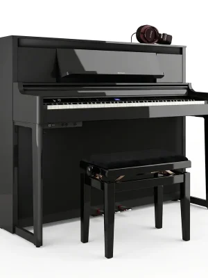 Neu | Roland LX-6 Schwarz Poliert Bundle mit Bank und Kopfhörer