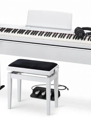 Casio PX-S1100 Weiß Deluxe Bundle mit Ständer, Pedalen, Bank und Kopfhörer - Premium-Qualität