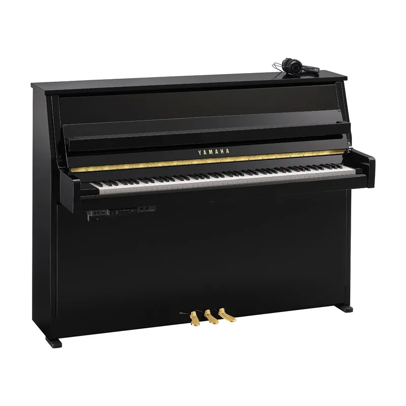 Schneller Versand - Yamaha B10 Klavier schwarz poliert mit SC3 Silent-System – 110 cm Bauhöhe, Üben mit Kopfhörer, Klangquellen CFX und Bösendorfer Imperial
